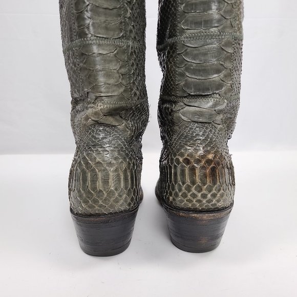 NOCONA Texas Vintage Exotic Patchwork Snake Python Skin Cowboy Western Boots 5.5 - Picture 8 of 11